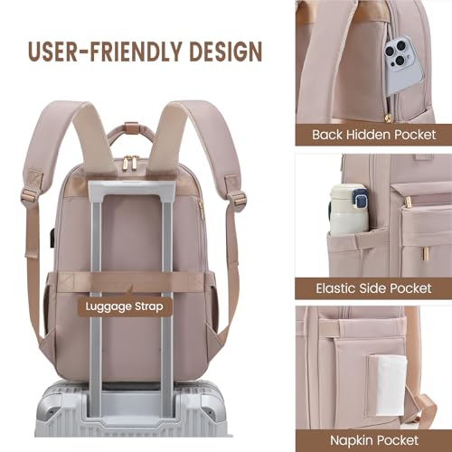 Image of LOVEVOOK Laptop Backpack for Women 15.6 Inch Laptop Bag with USB Port, Fashion Waterproof Backpacks Teacher Nurse Stylish Travel Bags Vintage Daypacks for College Work