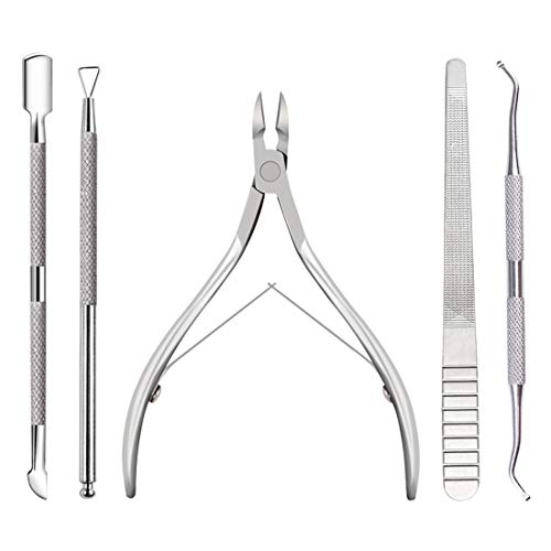 AIRFISH 5 PCS Cuticle Trimmer with Cuticle Pusher Peeler Nail File Stainless Steel Pedicure Cuticle Remover Manicure Tools Professional Kit