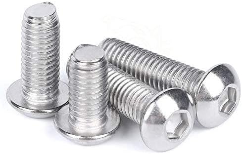 10/50pcs Screws M2 M2.5 M3 M4 M5 M6 304 A2-70 Stainless Steel Screws Black grade 10.9 ISO7380 Hexagon Hex Socket Head Button Allen Bolt Screw Screws (Color : Stainless steel, Size : 22mm)