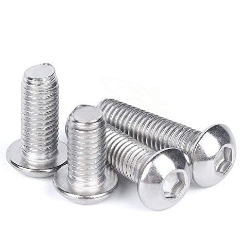 10/50pcs Screws M2 M2.5 M3 M4 M5 M6 304 A2-70 Stainless Steel Screws Black grade 10.9 ISO7380 Hexagon Hex Socket Head Button Allen Bolt Screw Screws (Color : Stainless steel, Size : 12mm)