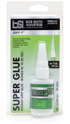 Bob Smith, Grip-It Super Glue, Premium Instant Adhesive Great for Handlebar Grips, Bonds Rubber, Fiberglass, Metal, 1 oz Bottle, 10-25 Second Bond Time. Hobby Bolts, BSI. Made in The USA!
