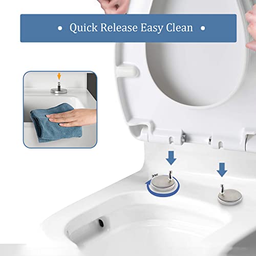 Abattant de toilette carré blanc de 39,5 cm à fermeture douce - 5