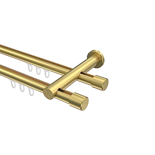 Interdeco Messing Optik Innenlauf Gardinenstange 20 mm Ø doppelläufig Platon Santo, 360 cm