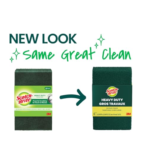 Scotch-Brite Heavy Duty Scouring Pad, Durable and Long-Lasting Dish Scrubber for Kitchen + Outdoor, 30 Scrub Pads for Uncoated Pots and Pans, Cast Iron Cooktops, Grill Grates, Oven Racks, and BBQ
