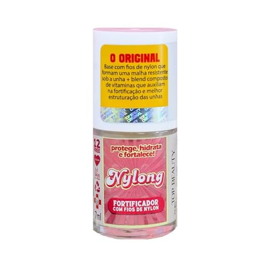 Top Beauty Base Tratamento Nylong Free - Fortificador Com Fios De Nylon - 12 Free - Sos Unhas - 7Ml