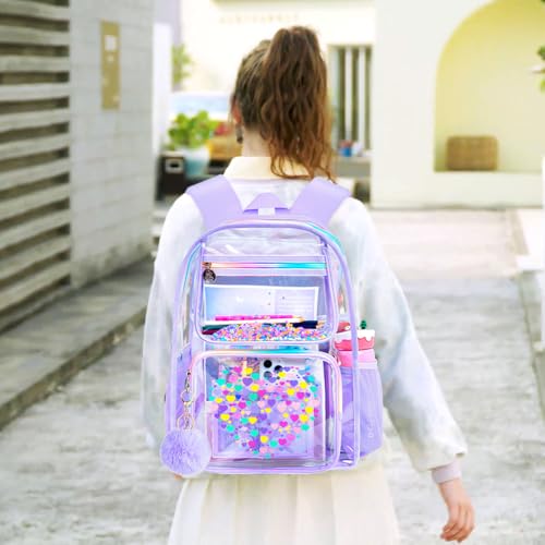 Image of AGSDON Clear Backpack, Heavy Duty Transparent Bookbag, See Through PVC Backpacks for Women Men