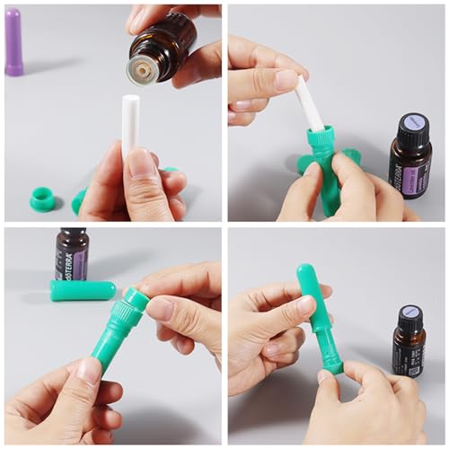 XIAOJING0 10 Stück Riechstifte für ätherische öle,Gute Hygroskopizität Naseninhalator Stift Riechstäbchen mit Docht Nachfüllbarer Inhalator Stick (10 Farben)