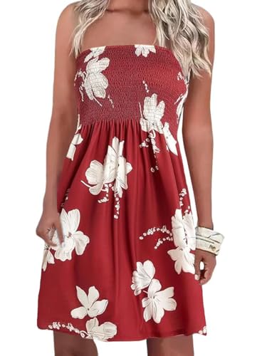 Sexy gesmoktes trägerloses Bandeau-Kleid...