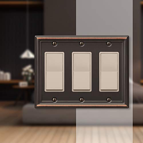 Image of Amerelle 149RRRDB Chelsea Wallplate, 3 Rocker, Steel, Aged Bronze, 1-Pack