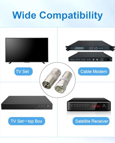 Kit adaptadores F a TV 4 piezas coaxiales plata miniatura 7