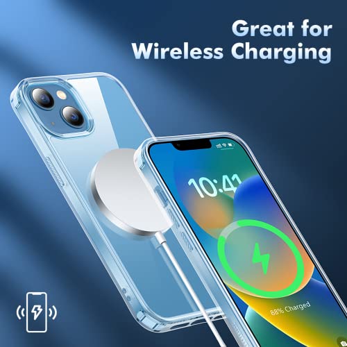 Huness [4 In 1 Designed For Iphone 14 Case/Iphone 13 Case, With 3 Pack Tempered Glass Screen Protector [Non-Yellowing ] [Military Drop Protection] Shockproof Slim Fit 6.1 Inch, Clear #TOP5