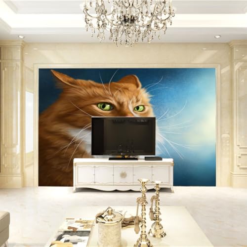 Papier peint intisse chat pour masquer les grands murs vides du salon