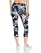 PL Movement by Pink Lotus Women's Tropical Floral Athletic Capri with Black Ground