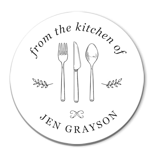 Personalized From the Kitchen of Labels, Stickers for Handmade Items, Bakery Gift Stickers, Business Labels, Baked Goods, Fork & Knife