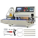 VEVOR Continuous Bag Band Sealing Machine, 0.24-0.47 in Seal Width, Horizontal Band Sealer Machine with Ink Printing, Temp & Speed Adjustable, Heat Sealing Machine for 0.001-0.03 in Plastic Bags