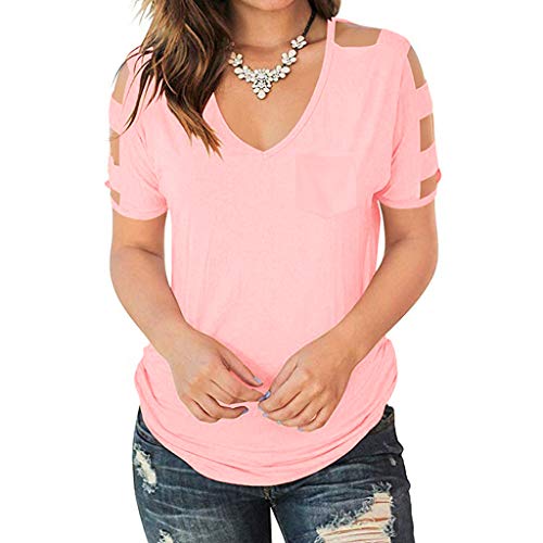 T-shirt rose pour femme Fisoew en taille XXL idéal pour l'été