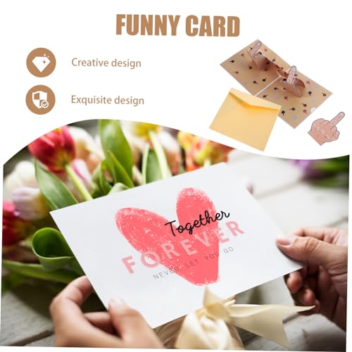 COOPHYA 1 Conjunto Cartão De Dedo Médio Cartões Engraçados Feitos à Mão Cartão Pop-up De Humor Cartã