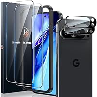 LK 2+2 Per Google Pixel 10 Pro Vetro Temperato, 2 Pezzi Pellicola Protettiva e 2 Pezzi Protezione Dell'Obiettivo Della Fotocamera, Senza Bolle, Antigraffio, Durezza 9H, Compatibile con ID Impronte