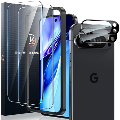 LK 2 + 2 protectores de pantalla para Google Pixel 10 Pro con 2 protectores de pantalla y 2 protectores de cámara, 9H Duro HD, resistente a los arañazos, compatible con ID de huellas dactilares, Pixel