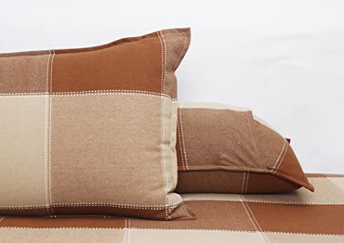 Image of AIRWILL, 200GSM Handloom Cotton Double Bedsheet with 2 Pillow Covers (4-Way Brown)