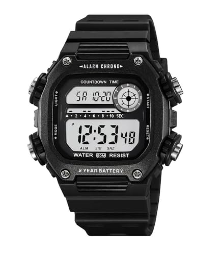 Image of Time Up Digital Dial Finer-Quality Material Square Shape Waterproof,Alarm,Night-Light Watch for Men & Women- WF124-X