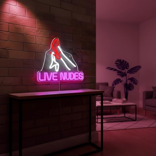 Image of Live Nudes Neon Sign for Wall Decor, Sexy Lady Legs LED Neon Light | Sexy Neon Sign for Man Cave, Bar, Club, Game Room, Garage, Bedroom Decor, Bachelor Party, USB Powered