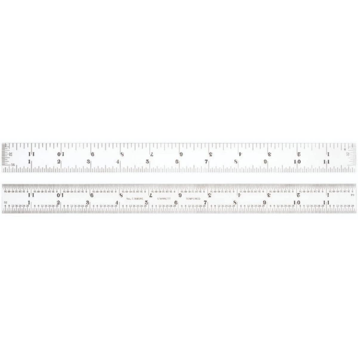 Starrett C304SRE-12 Regla de acero semiflexible con graduación en pulgadas, graduaciones de estilo 4R, 12 longitudes, 1 ancho, 1/40 de grosor por Starrett