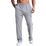 CTU Mens Fashion Baggy Sweatpants Lightweight Workout Cargo Sweatpants Athletic Pants Open Bottom Joggers with Pockets Lightgrey