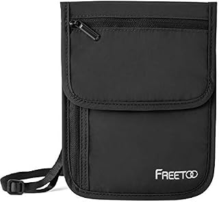 FREETOO Travel Neck Pouch Neck Wallet with RFID Blocking, Passport Holder Family Anti-Theft