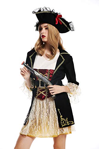 dressmeup - W-0266 Disfraz Mujer Feminino andrógino Pirata flibustera bucanera Barroco Talla M Cover