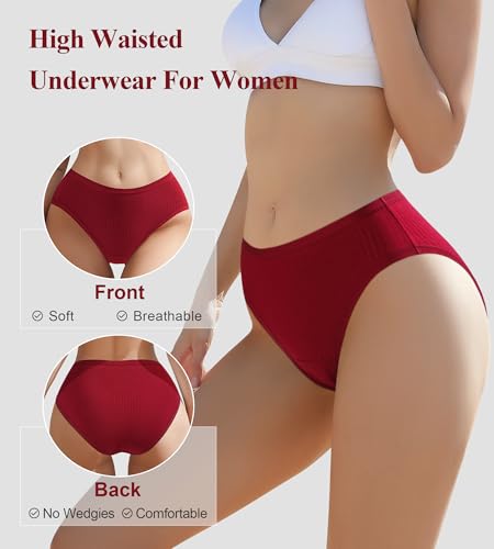 9 Pack Womens Underwear Cotton High Leg Brief Underwear for Women Pack High... - Image 5