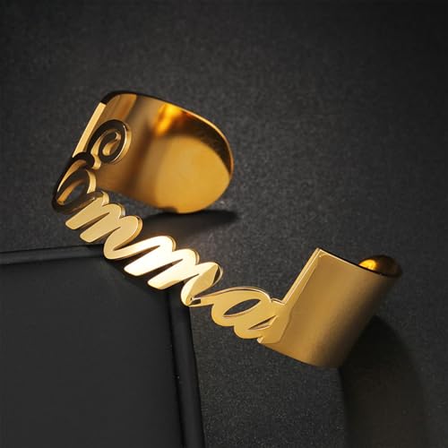 TEAMER Personalized Custom Big Name Cuff Bracelet Stainless Steel Adjustable Bracelet Unique Customized Jewelry For Women4