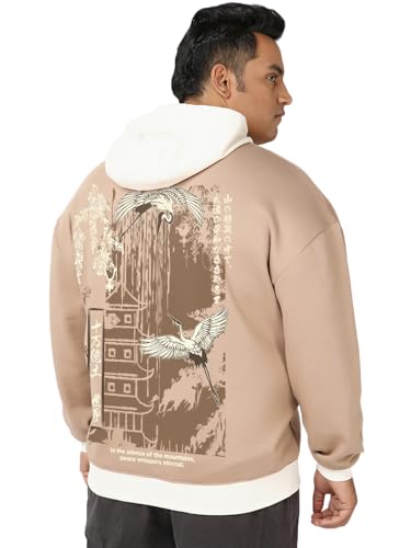 Sweat à capuche surdimensionné homme polaire manches longues Bewakoof grande taille 5XL gingembre