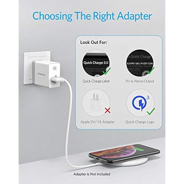 Беспроводная зарядная панель Anker 313 Qi-сертифицированная 10 Вт Макс для iPhone 15 15 Pro 15 Pro Max 14 13 12 11 SE 2020 AirPods без блока питания белый