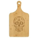 Charcuterie Board With Handle Cheese Board Bamboo Cutting Board Gift Sugar Candy Skull (Small 13.5β x 7β)