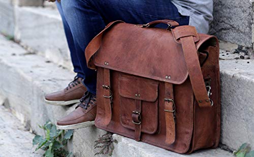 Leather briefcase for men 18 inch laptop messenger bag office satchel computer bag for men and women (18 INCH) by Komal's Passion Leather - Image 2