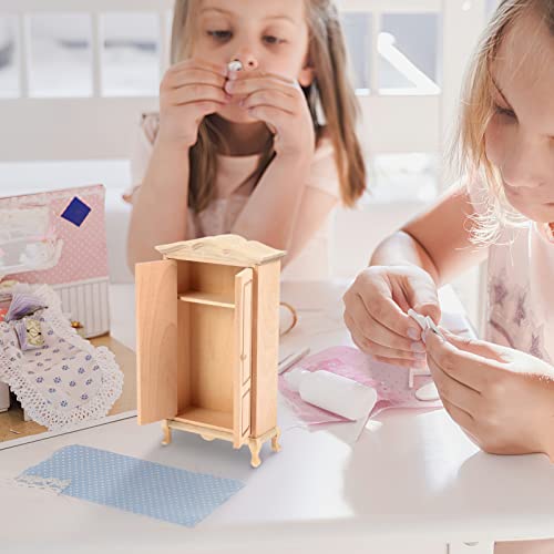 STOBOK Guarda-Roupa De Casa De Bonecas 1:12 Simulação De Guarda-Roupa Em Miniatura Armário De Madeir