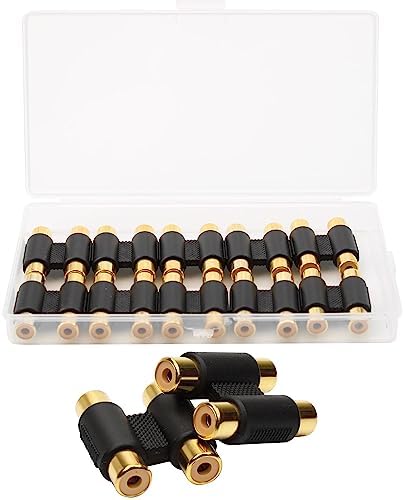 GALDOEP 10 sztuk złączek RCA, złącze cinch, 2 x adapter audio RCA, podwójne złącze RCA, adapter rozdzielacz do gramofonu, CD, DAC, odbiornika itp. (złote)