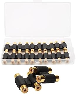 GALDOEP 10 sztuk złączek RCA, złącze cinch, 2 x adapter audio RCA, podwójne złącze RCA, adapter rozdzielacz do gramofonu, CD, DAC, odbiornika itp. (złote)