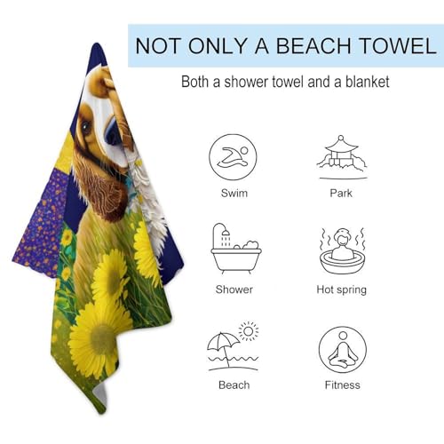 Serviette de plage chien microfibre 130x80 cm compacte