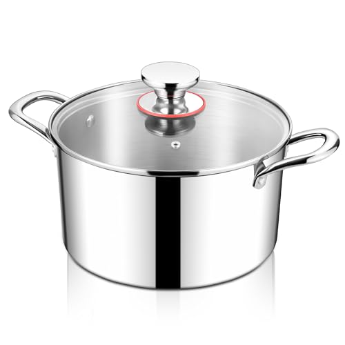 HaWare Kochtopf, 24cm Topf Induktion aus 3-Lagen Edeastahl, 5,7L Kochtöpfe Nudeltopf mit Glasdeckel für alle Herdarten, Suppentopf Fleischtopf zum Kochen, Gesund & Unbeschichtet, Spülmaschinenfest HaWare Kochtopf, 24cm Topf Induktion aus 3-Lagen Edeastahl, 5,7L Kochtöpfe Nudeltopf mit Glasdeckel für alle Herdarten, Suppentopf Fleischtopf zum Kochen, Gesund & Unbeschichtet, Spülmaschinenfest