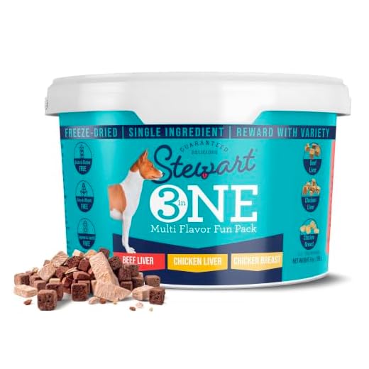 Stewart 3 in 1 Multi Flavor Variety Dog Treats, 9 oz, Freeze Dried Raw, Single Ingredient, High Protein Training Treats or Meal Topper in a Resealable Tub, Grain-Free, Gluten-Free