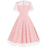 ❤ Robe Audrey Hepburn style rockabilly swing pour femme, élégante et belle, vous donne un look rétro vintage. Robe trapèze à manches courtes et col rond imprimé cœur en maille pour augmenter votre charme et votre beauté. Parfait à assortir avec un jupon ou un jupon pour un effet gonflé et moelleux. Après l'avoir déguisé, vous serez une femme élégante et charmante lors de la fête.