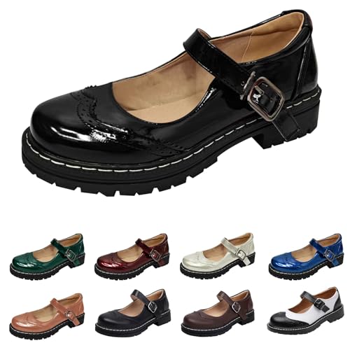 Mary Janes en cuir verni noir pour femme | Chaussures de marche confortables taille 39.5
