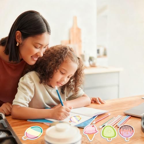 iJiZuo 24Pack Haftnotizen, 720 Blatt Süße Sticky Notes, Selbstklebende Haftnotizzettel, Selbstklebende Notizblöcke für Kinder Geschenke, Büro Schule Haus Kühlschrank(Eiscreme-Muster)