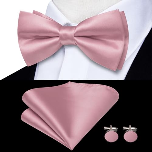 Image of Hi-Tie Men Suspender Bowtie Set Suspenders Pre-tied Bow Tie Pocket Square Cufflinks Adjustable Y Shape 6 Clips Braces Tuxedo