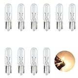 LICHUANUK T5 Autolampen,3200K Warmweiß,2721,W1.2W,1,2 W 12 V T5 Sockel W2X4,6D Beleuchtung AutolampenTacho Kfz Armatur klare Ausleuchtung Fahrzeug Leuchte Tachometer(10 Stück)