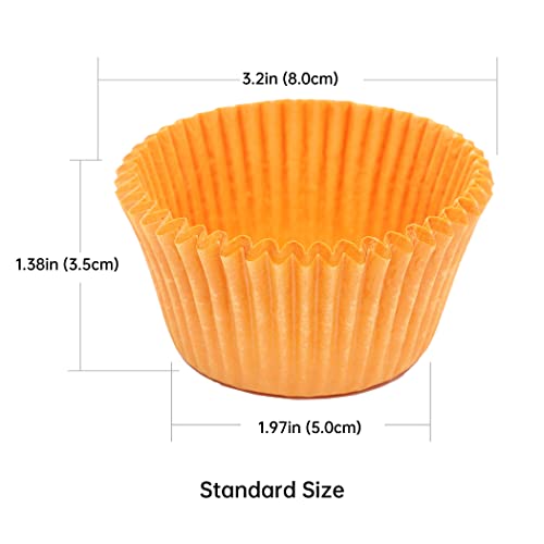 [9 Colors Available] 200Pcs Standard Orange Cupcake Liners For Baking,Food Grade Cupcake Wrappers,Non-Stick, Greaseproof Parchment Muffin Liners For Halloween Partys Cupcake Decorations By Bake Choice #TOP2