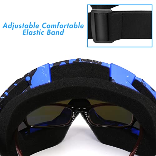 Atv Motorcycle Goggles For Men Women - Dirt Bike Accessories Windproof Atv Dirt Bike Goggle, Anti Uv Dustproof Anti Fog Racing Skiing Goggles For Riding Mtb Motocross Goggles (Blue) #TOP5