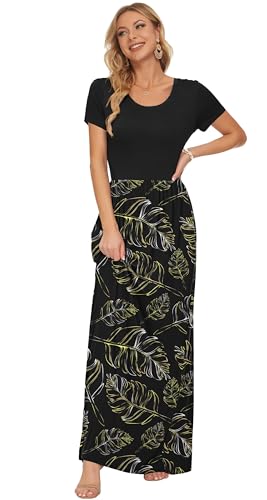 Image of AUSELILY Women's Classic Short Sleeve Loose Plain Casual Long Maxi Dresses for Women 2026